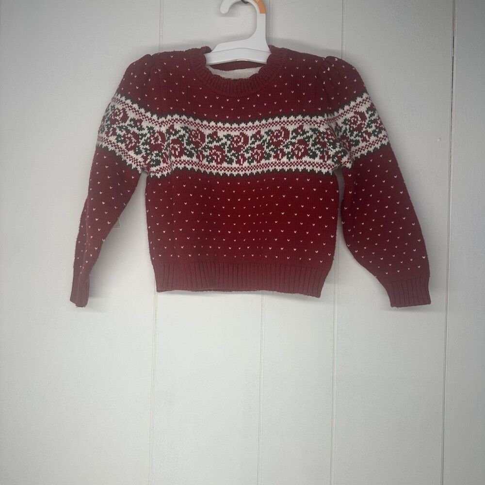 Tommy Bahama Toddler Sweater 3T Red Fair Isle Knit Long Sleeve Holiday Cozy